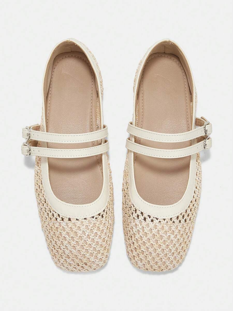 Square Toe Mary Jane Ballet Flats