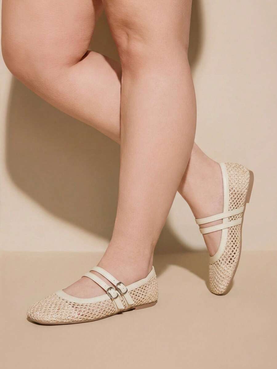 Square Toe Mary Jane Ballet Flats