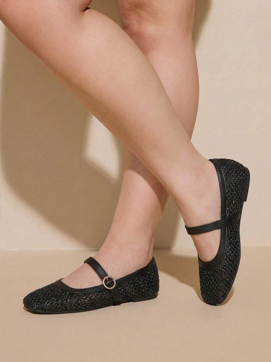 Square Toe Mary Jane Ballet Flats