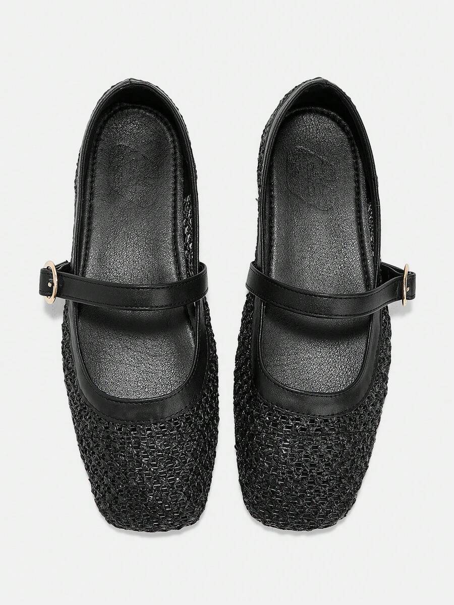 Square Toe Mary Jane Ballet Flats
