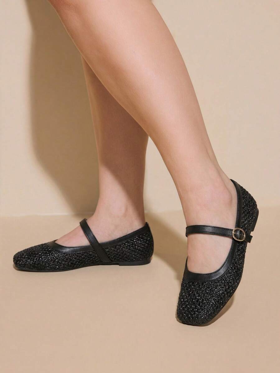 Square Toe Mary Jane Ballet Flats