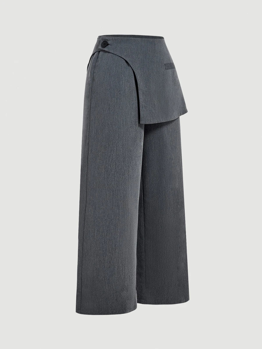 Plus Size Fold Over Wide Leg Trousers