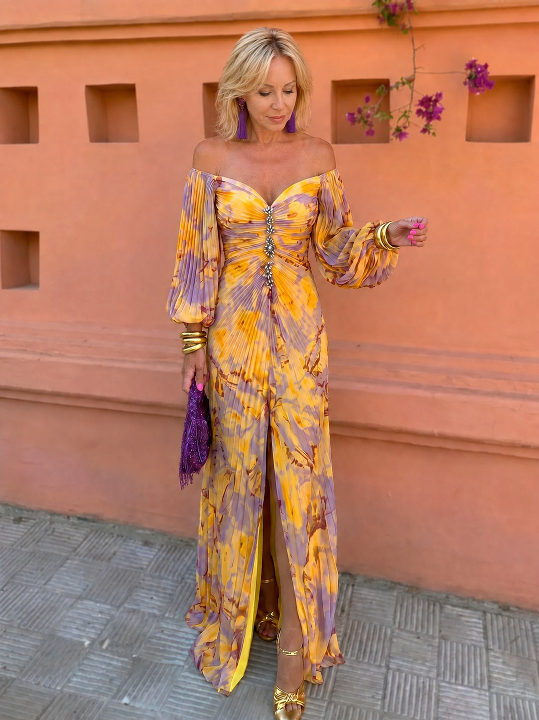 Floral Deep-V Maxi Dress