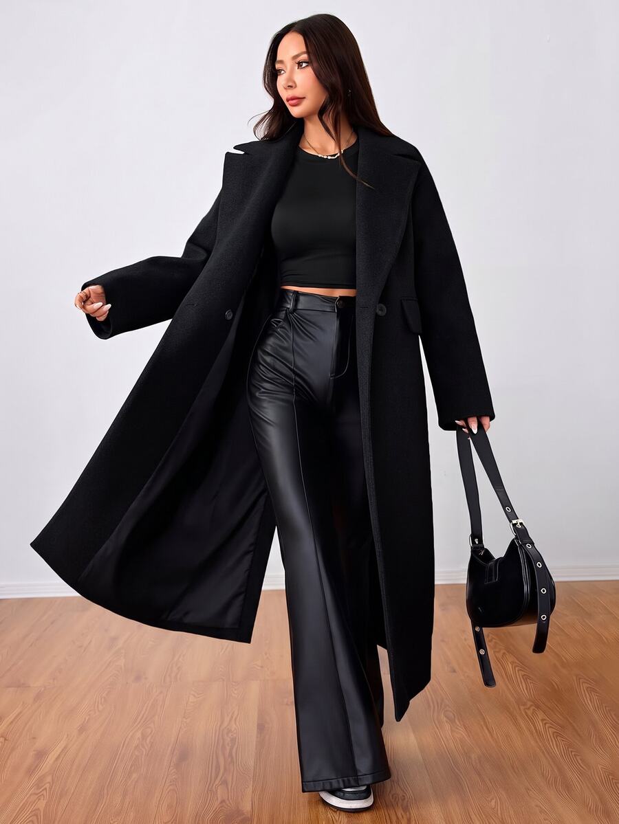 Double Breasted Lapel Long Overcoat