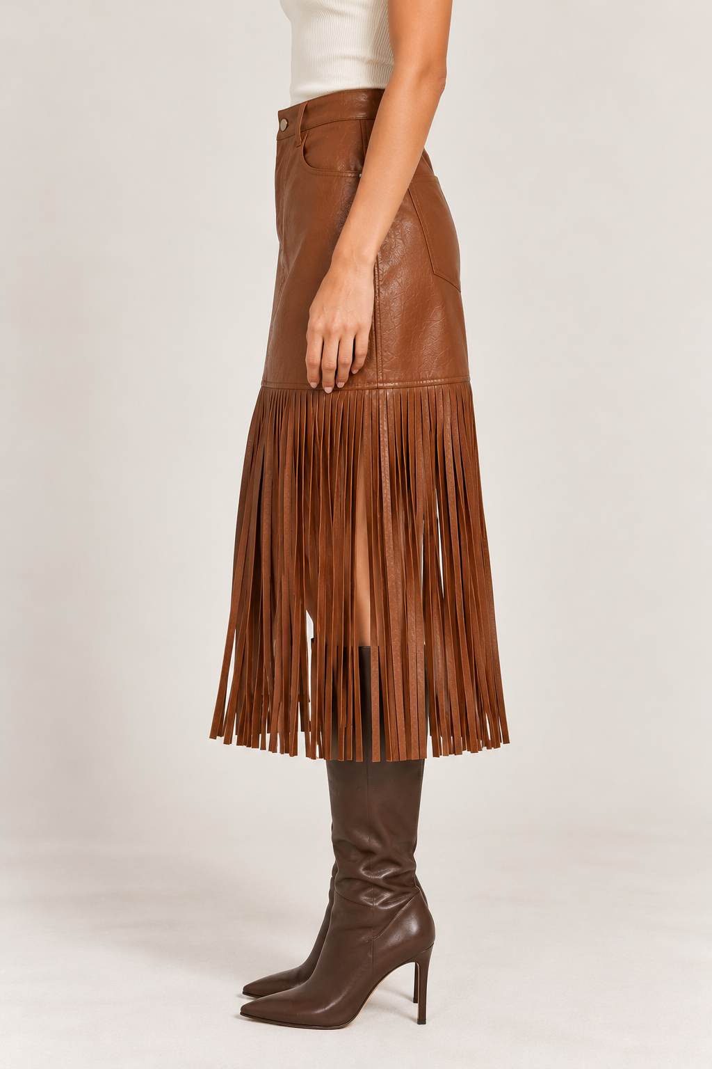 Faux Leather Midi Skirt