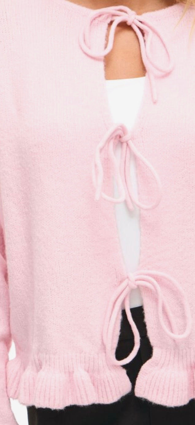 Tie Neck Knit Cardigan