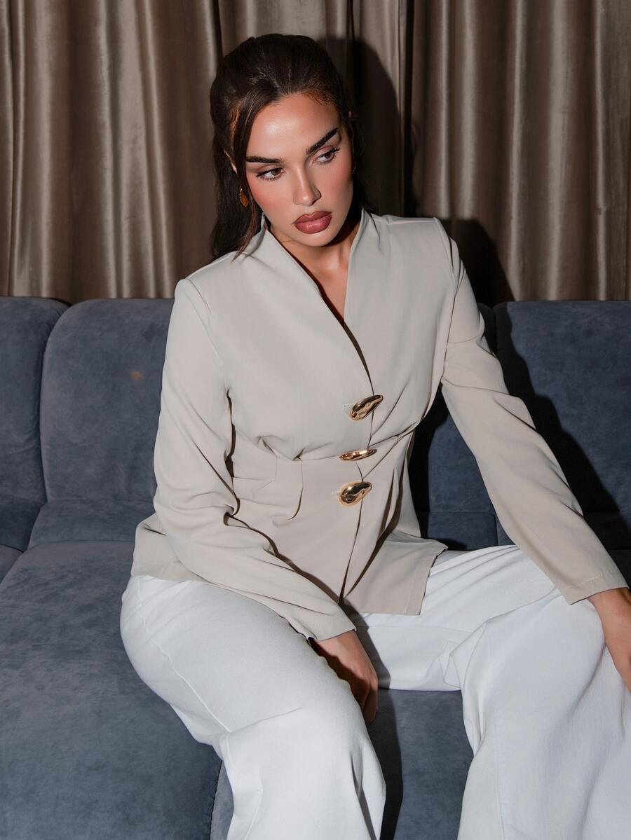 Single Breasted Cinched Waist Blazer