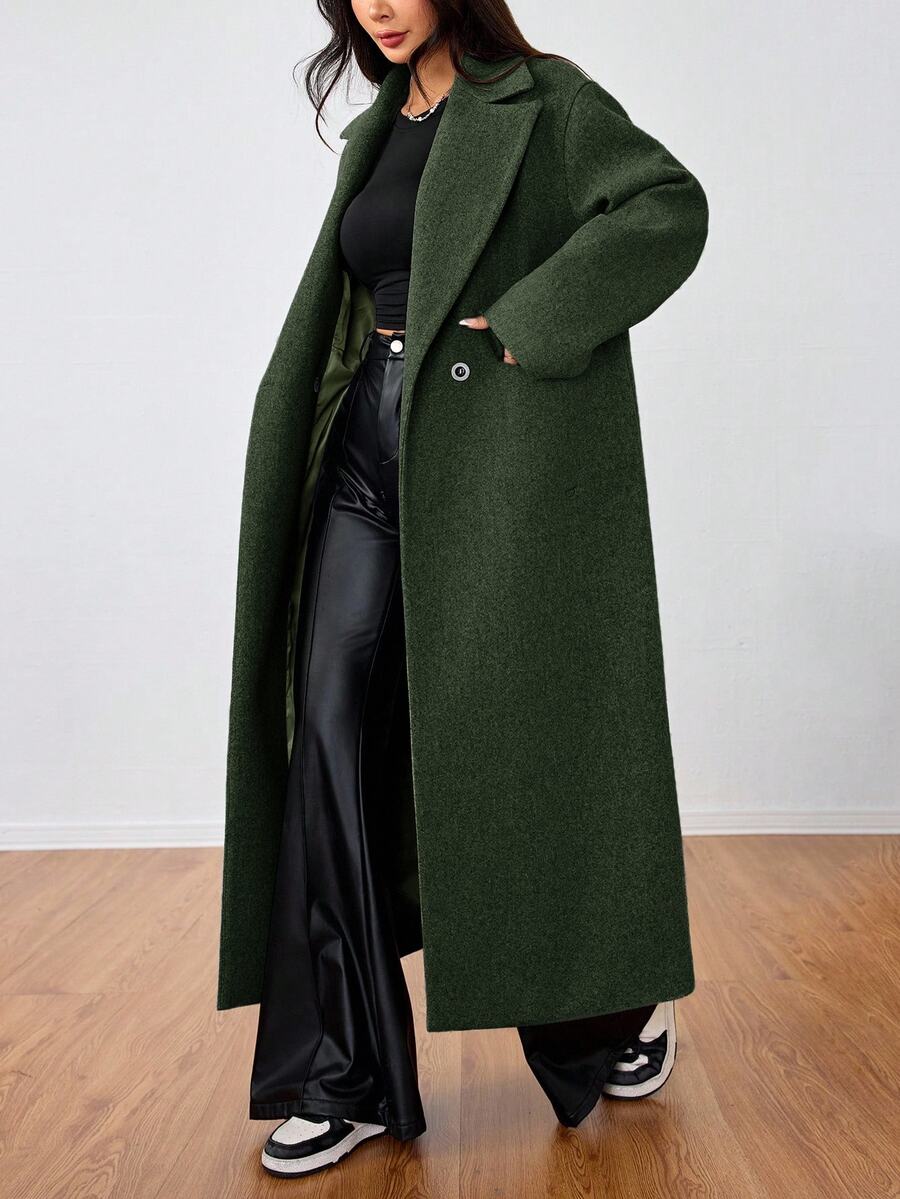 Double Breasted Lapel Long Overcoat