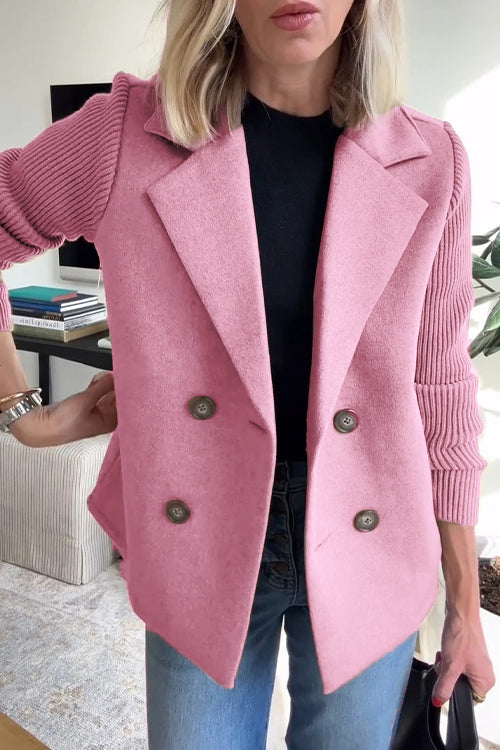 Double-Breasted Knit Blazer