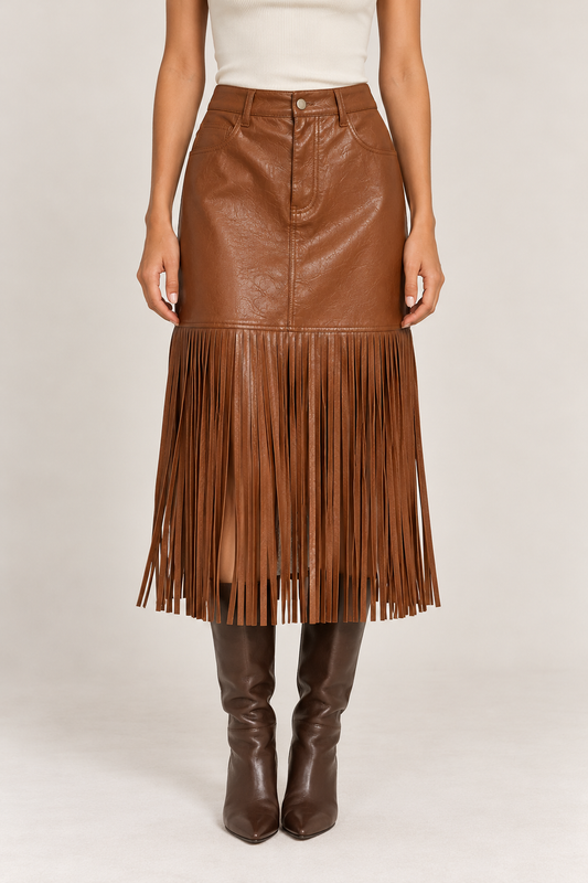 Faux Leather Midi Skirt
