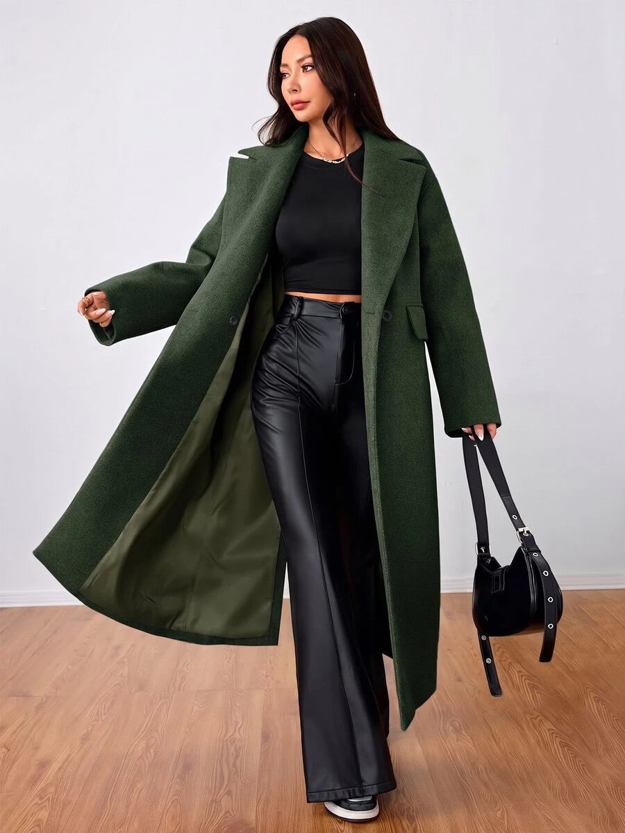 Double Breasted Lapel Long Overcoat