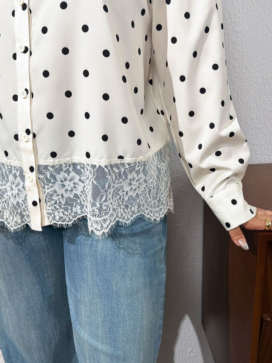 Plus Size Lace Patchwork Blouse