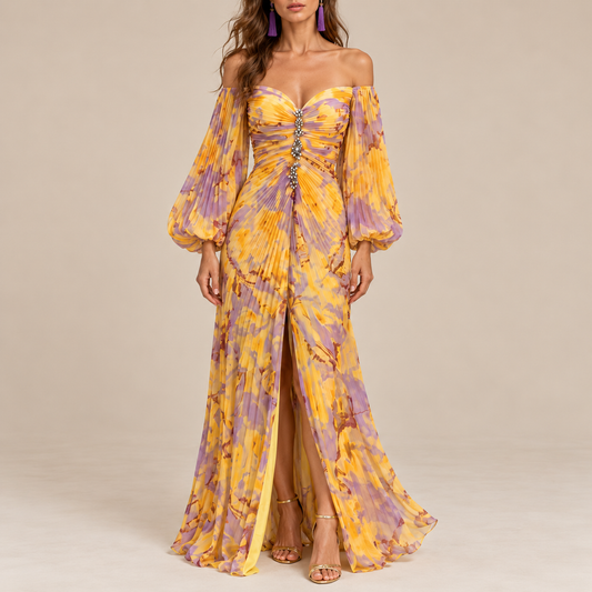 Floral Deep-V Maxi Dress