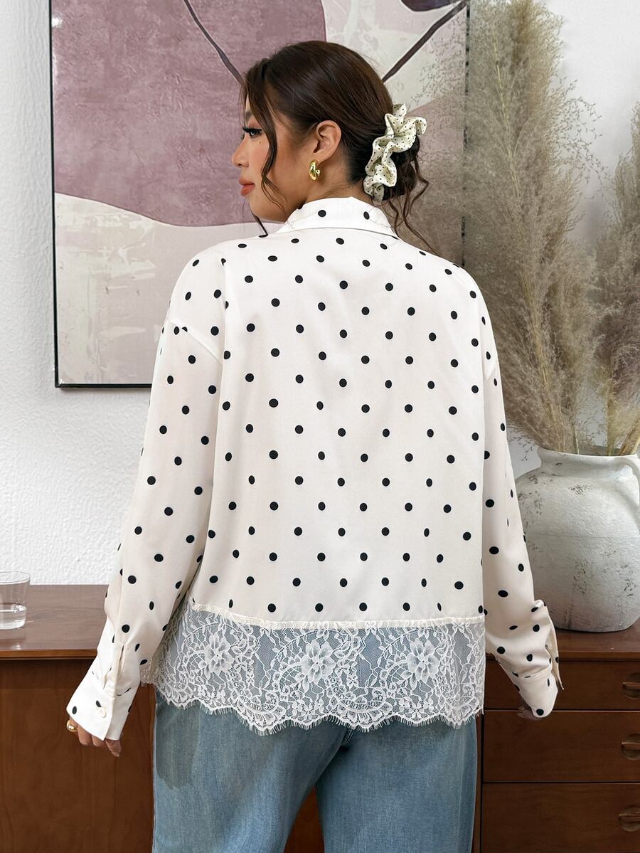 Plus Size Lace Patchwork Blouse