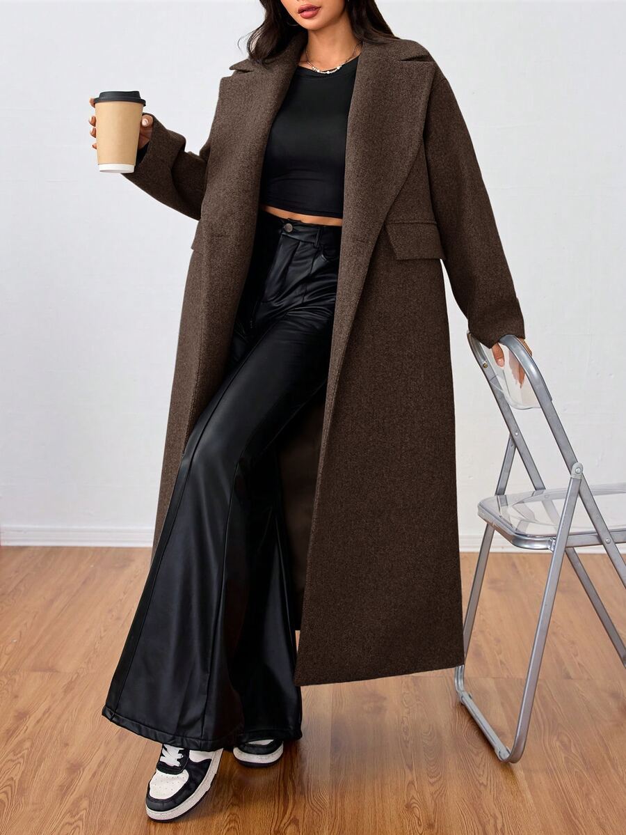 Double Breasted Lapel Long Overcoat