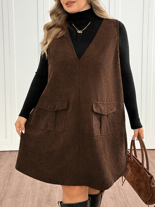 Plus Size Corduroy Pinafore Dress