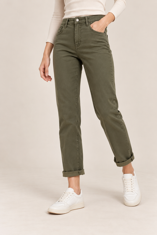 Straight Leg Cropped Trousers