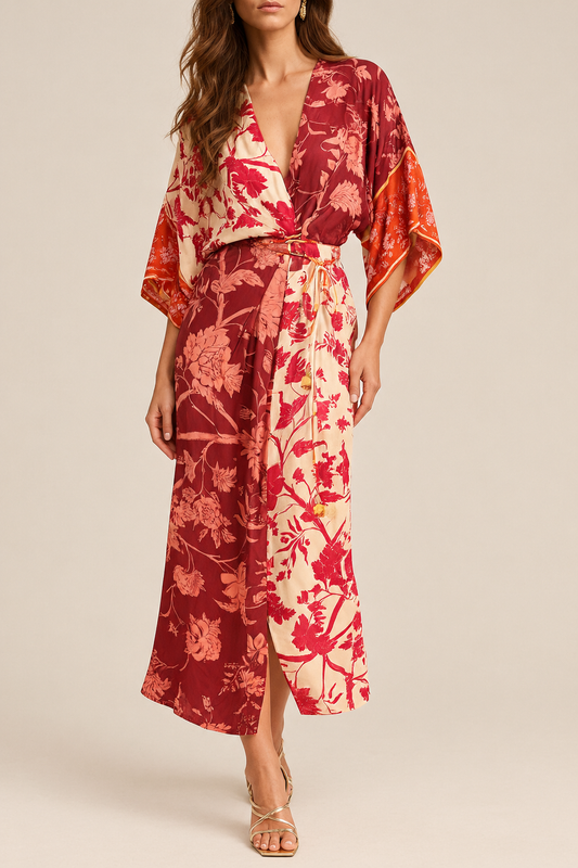 Kimono Sleeve Midi Dress