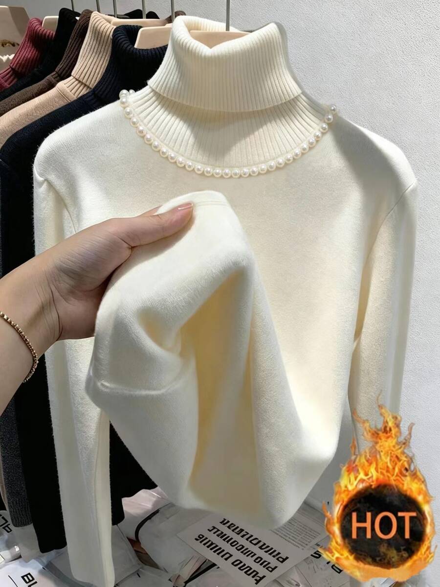 Thermal Lined High Round Neck Long Sleeve Tee