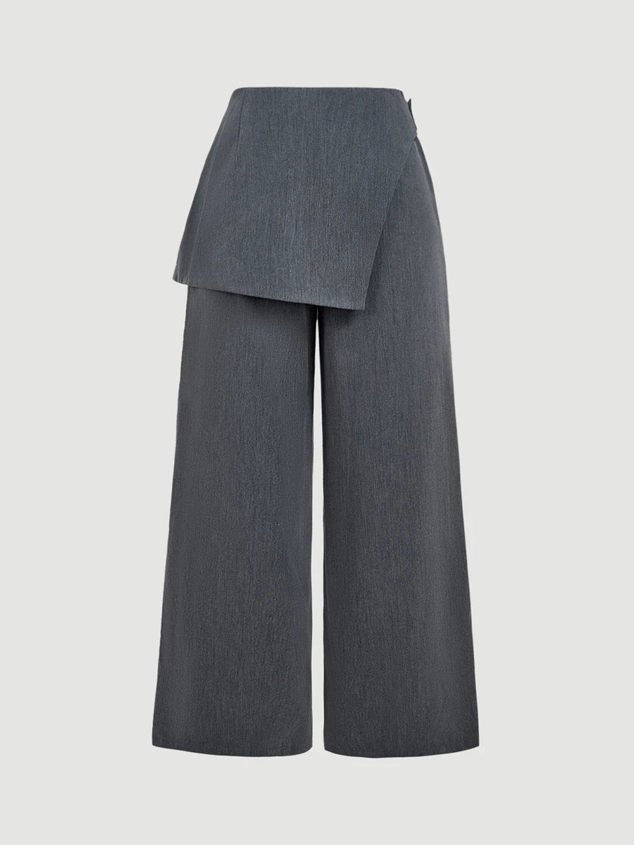 Plus Size Fold Over Wide Leg Trousers