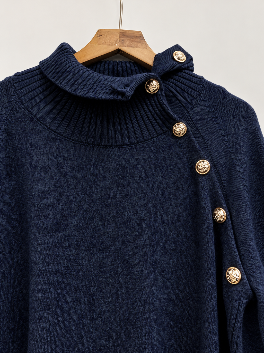 High Neck Belted Knit Midi Dress
