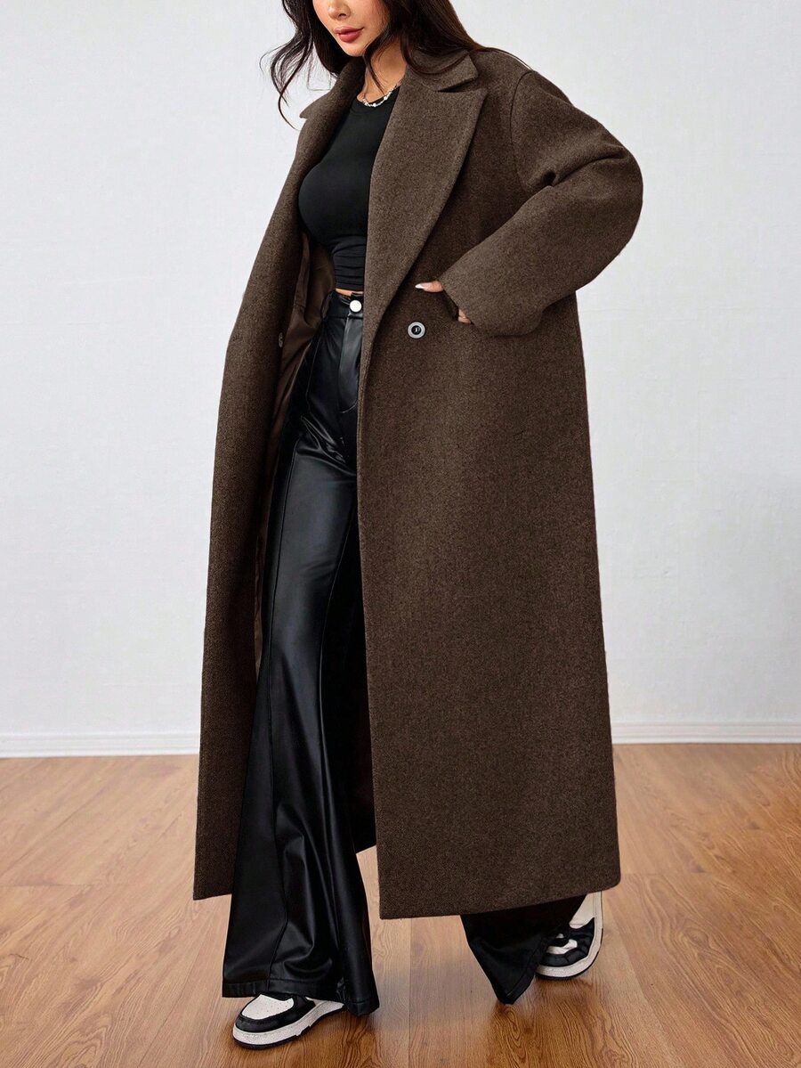Double Breasted Lapel Long Overcoat