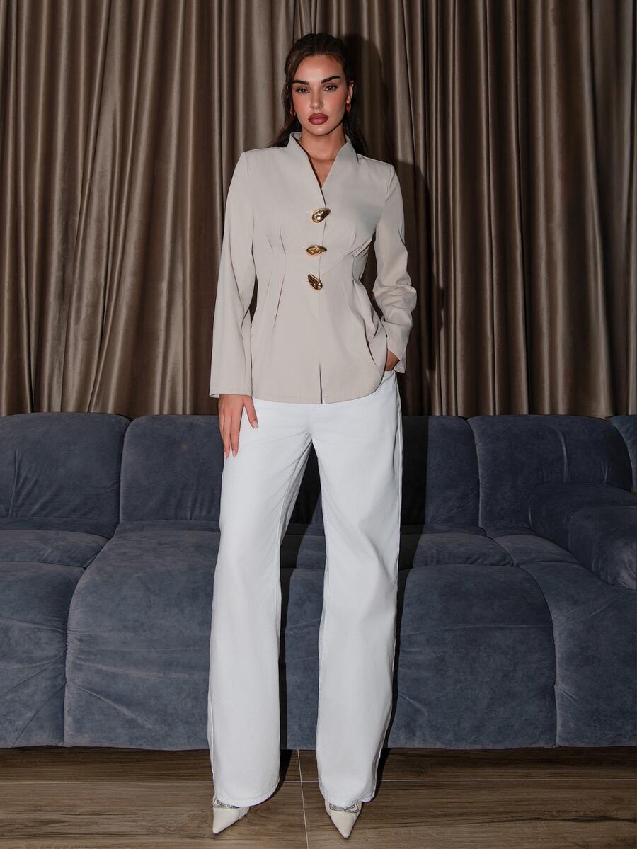 Single Breasted Cinched Waist Blazer