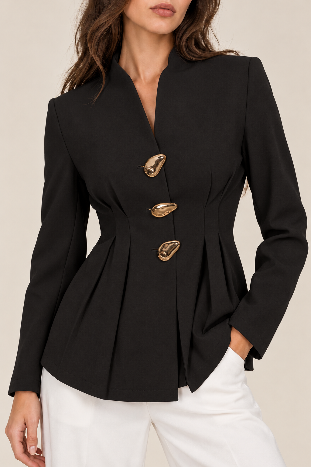Single Breasted Cinched Waist Blazer