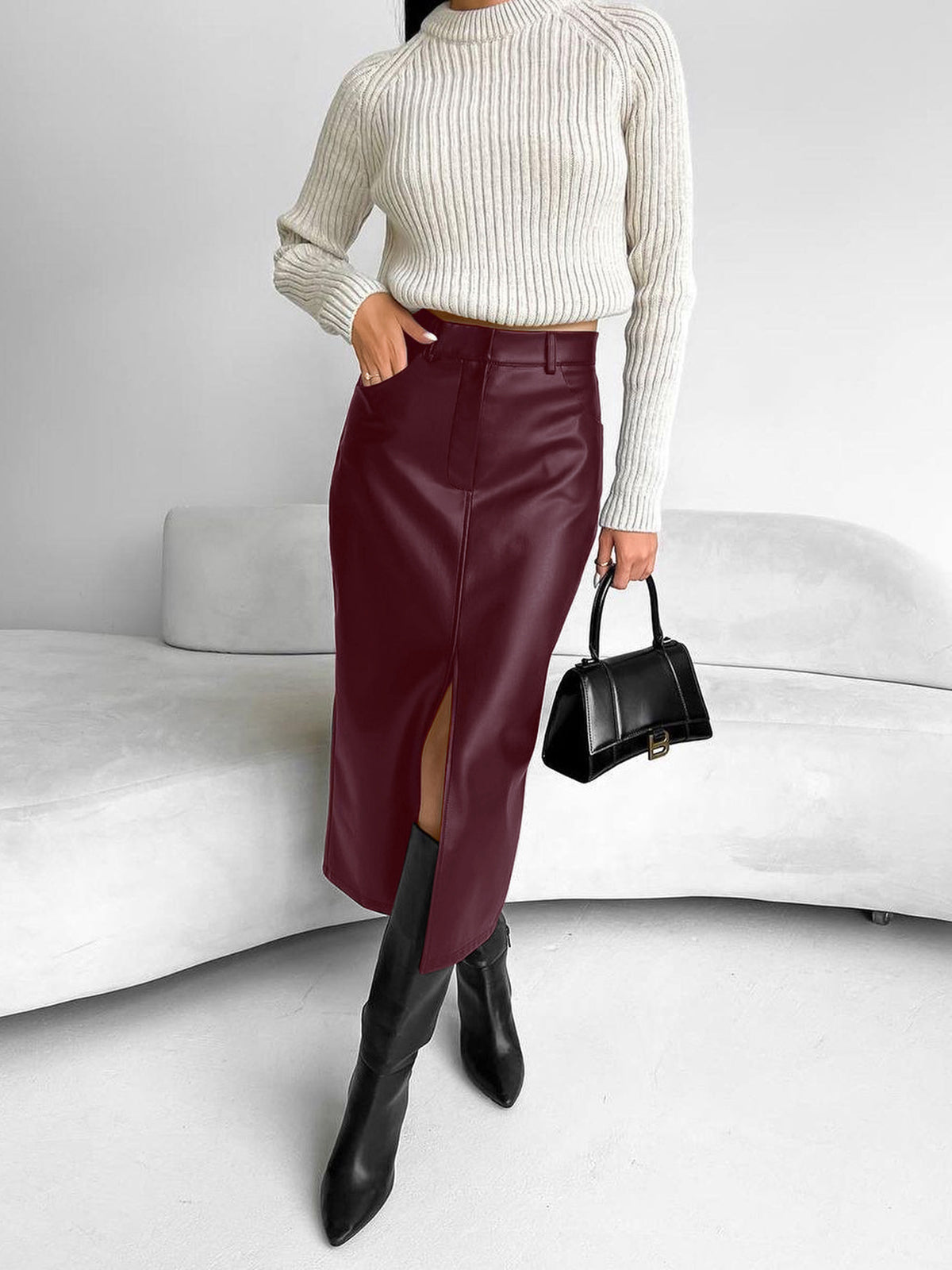 High Slit Midi Skirt
