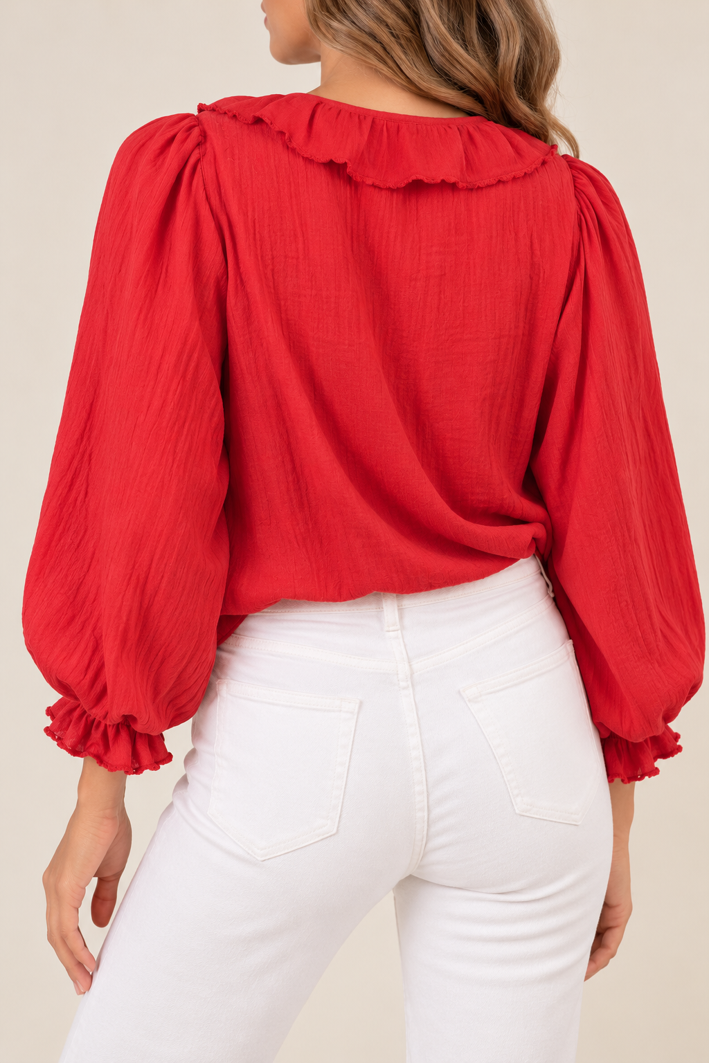 Ruffle V Neck Blouse