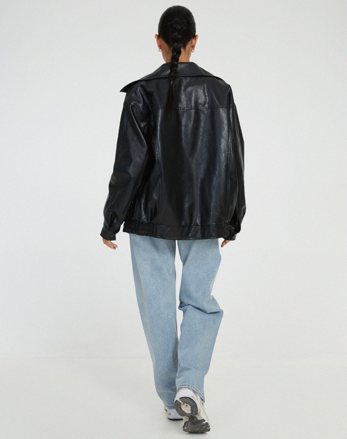Leather Oversized Bomber Jacket