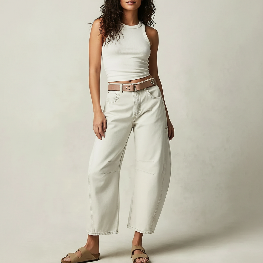 High-Waisted Barrel Leg Jeans