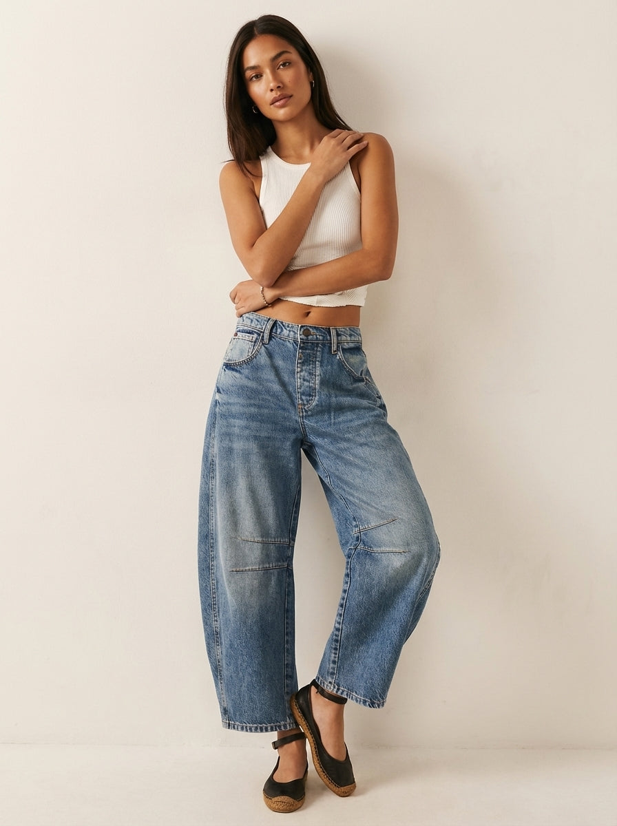 High-Waisted Barrel Leg Jeans
