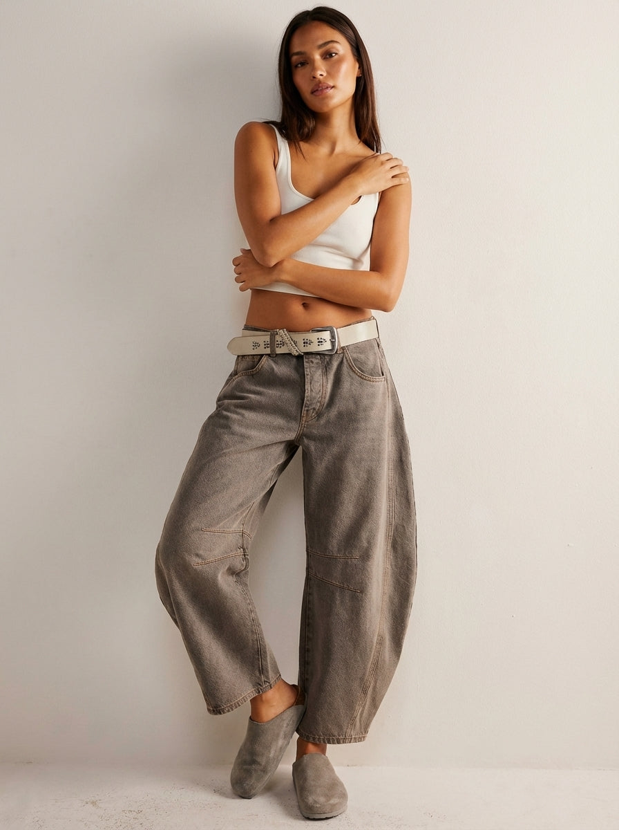 High-Waisted Barrel Leg Jeans