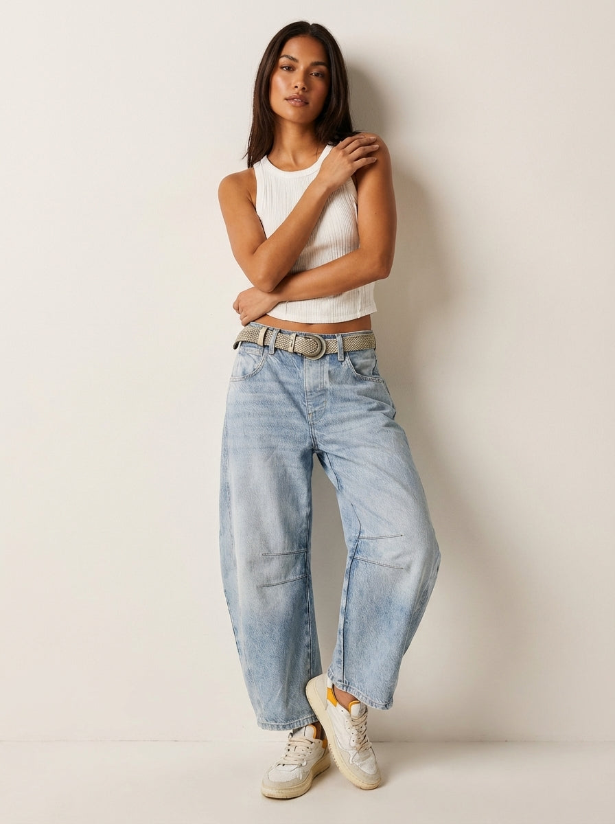High-Waisted Barrel Leg Jeans