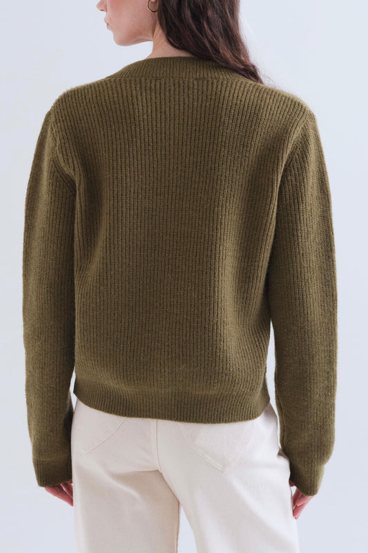 Olive Green Knit Cardigan with Ties