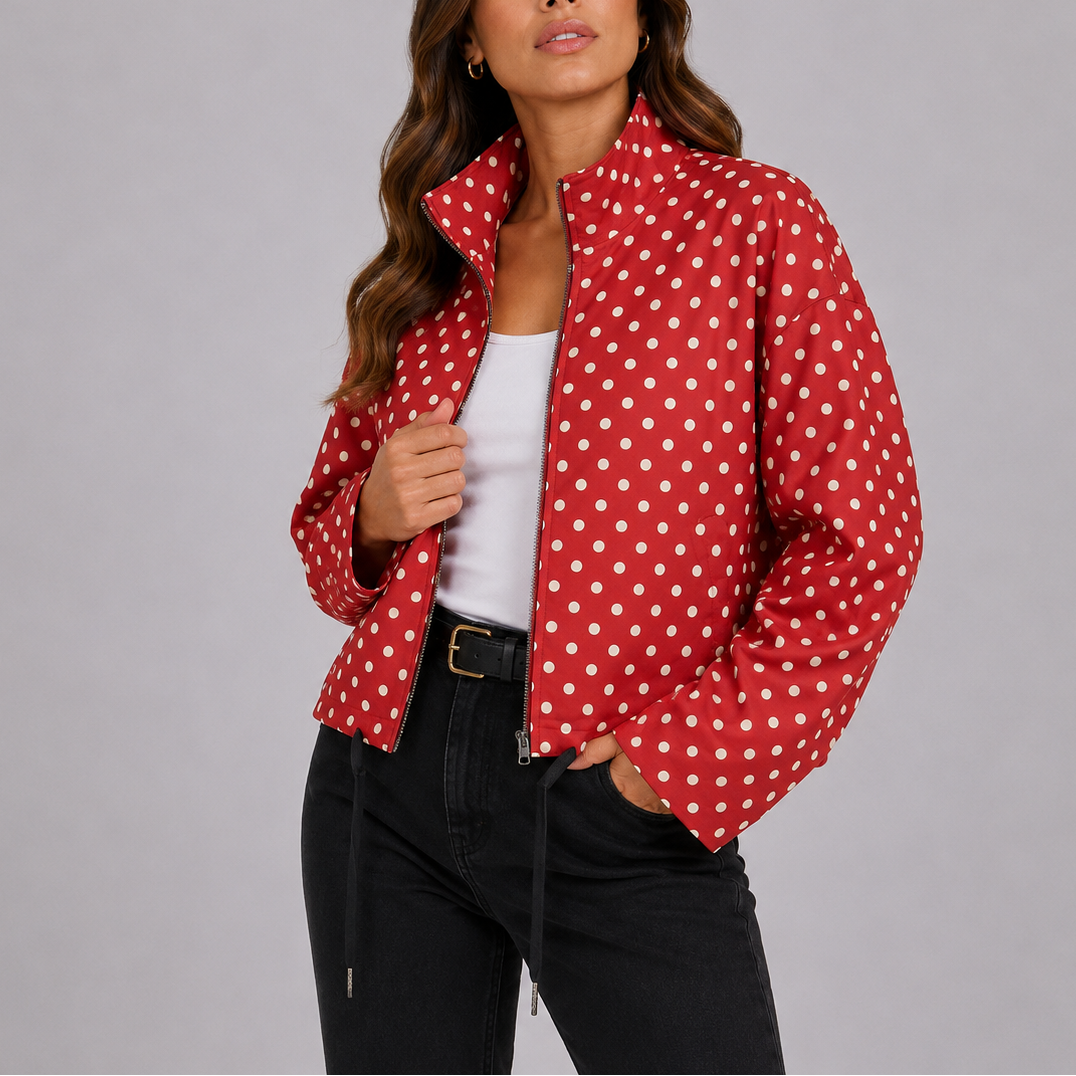 Polka Dot Cropped Jacket