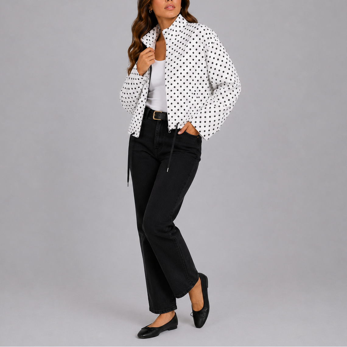 Polka Dot Cropped Jacket