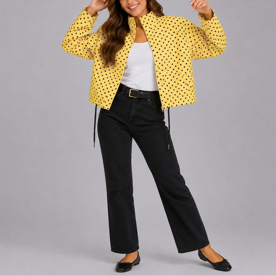 Polka Dot Cropped Jacket