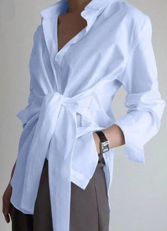 Tie Waist Collared Blouse
