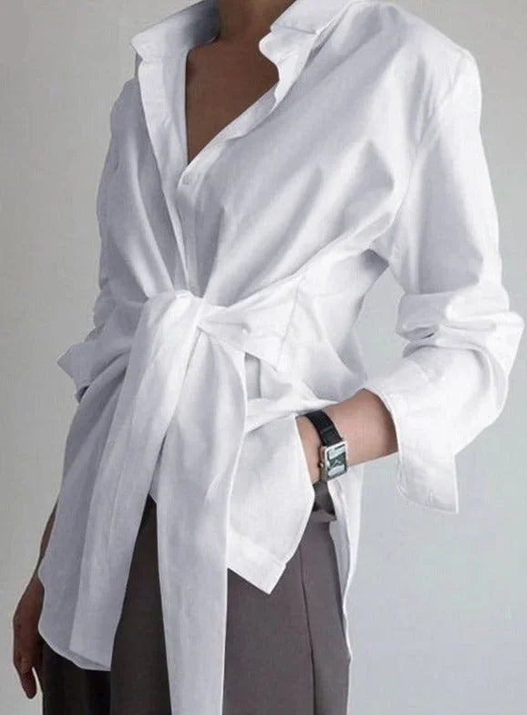 Tie Waist Collared Blouse