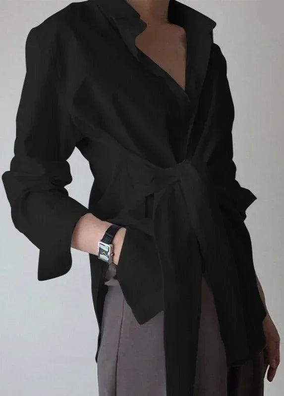 Tie Waist Collared Blouse