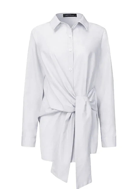 Tie Waist Collared Blouse
