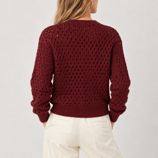 Open Knit Zip Cardigan