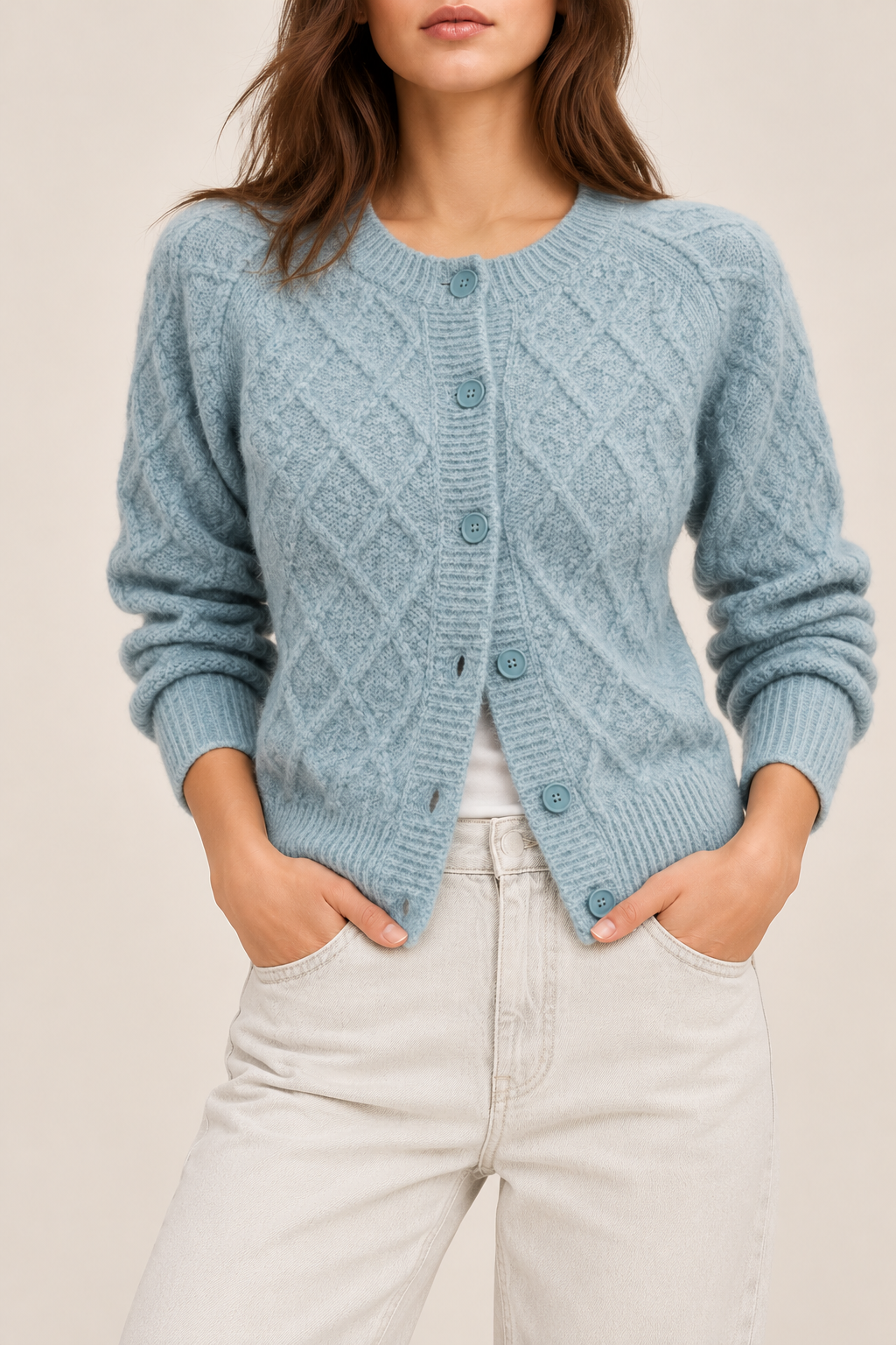 Cable Knit Raglan Cardigan