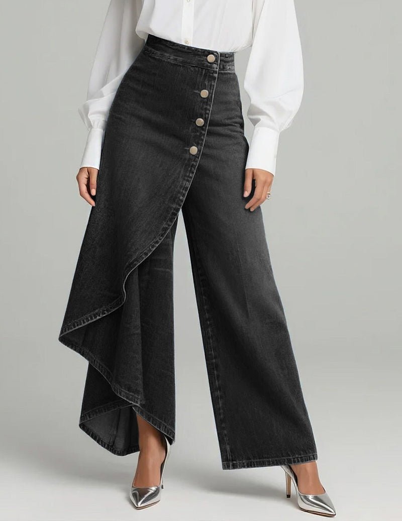 Wrap Front Wide Leg Jeans