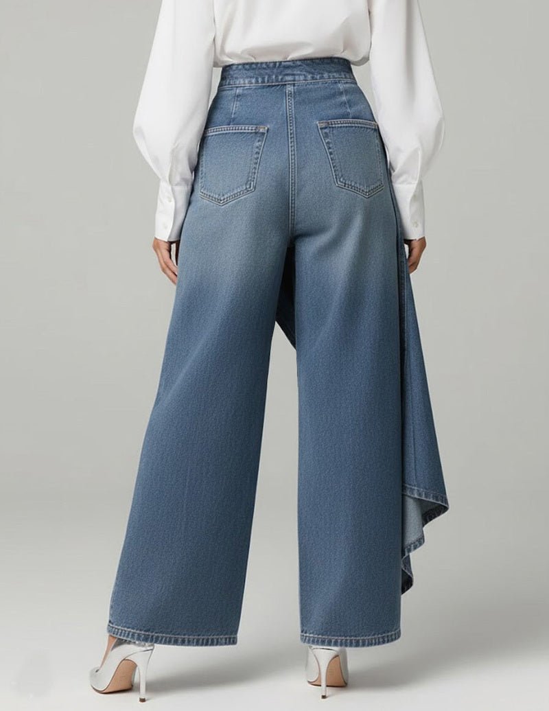 Wrap Front Wide Leg Jeans