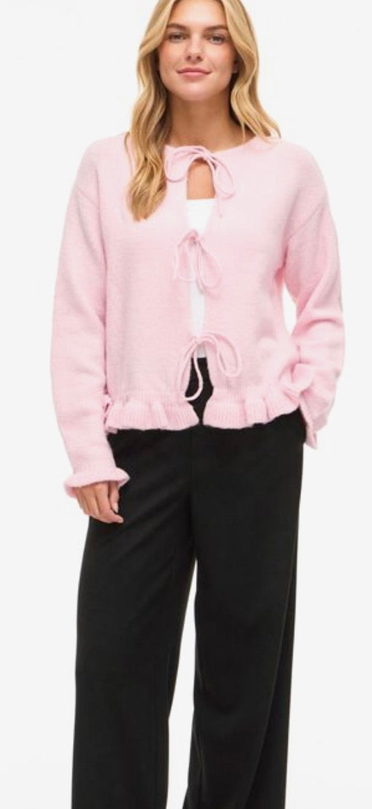 Tie Neck Knit Cardigan