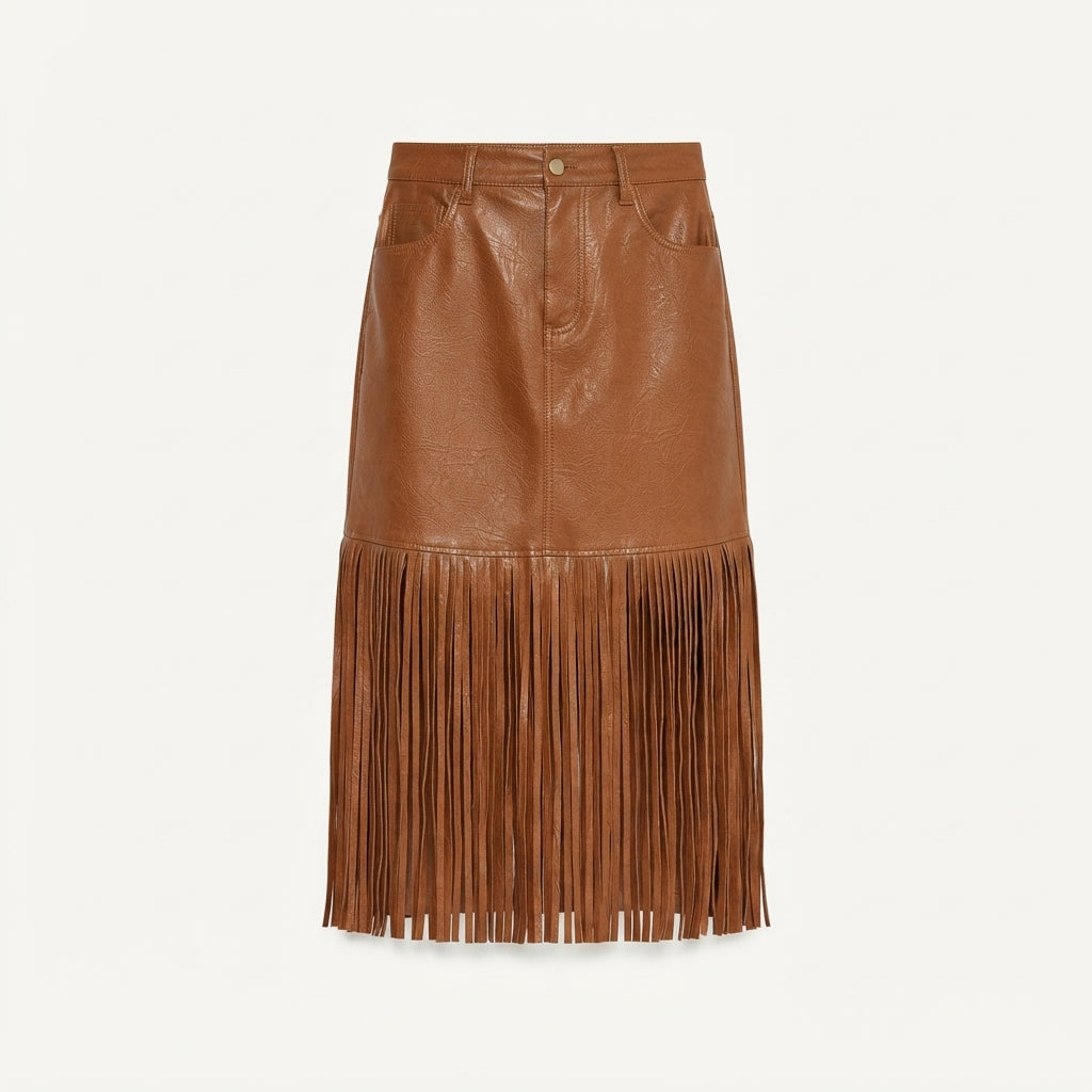 Faux Leather Midi Skirt