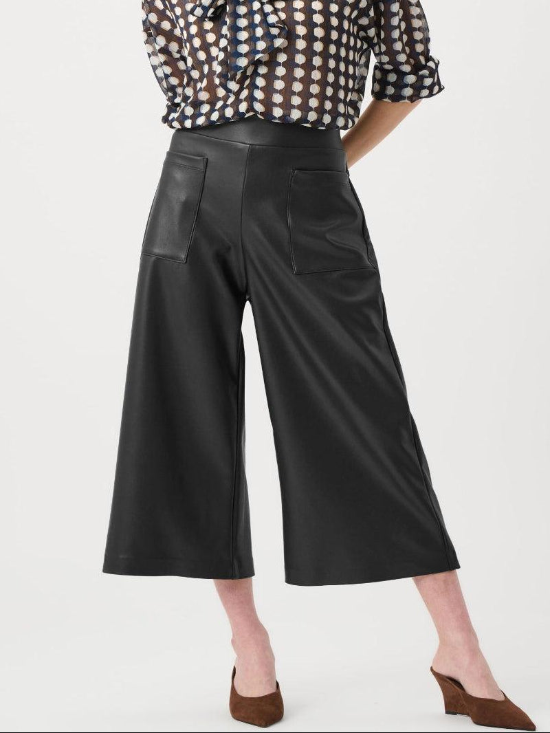 Patch Pocket Faux Leather Culottes